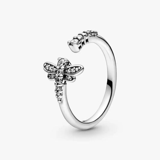 Dragonfly Open Ring with Zirconia