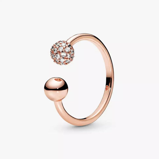 Open Ring in Rose Gold with Shiny Zirconia