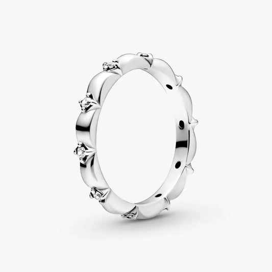 Ring with Embossed Details and Zirconia