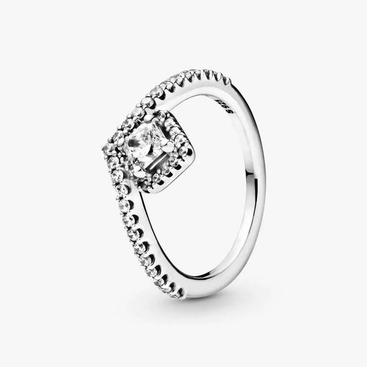Halo Ring with Sparkling Zirconia
