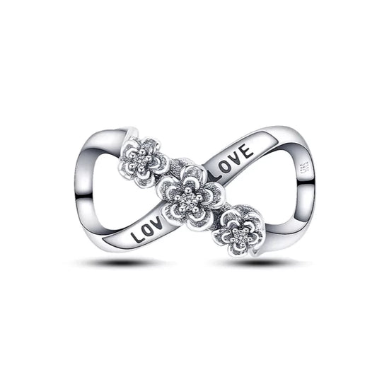 Infinity Love Ring with Flowers