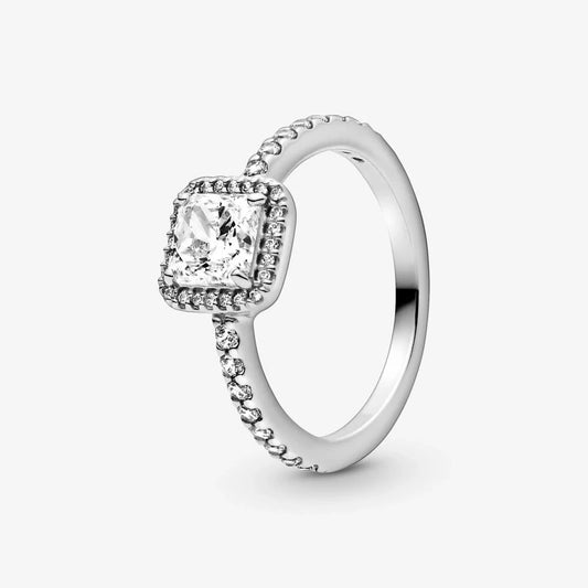 Silver Ring with Square Zirconia