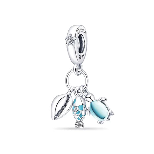 Marine Charm with Turtle, Fish and Shell
