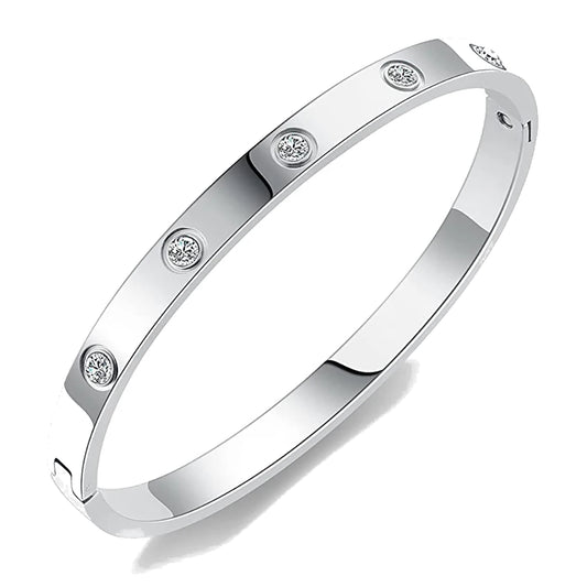 Brazalete con Detalles Brillantes en Plata