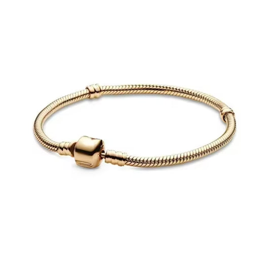 Gold Bracelet with Square Clasp