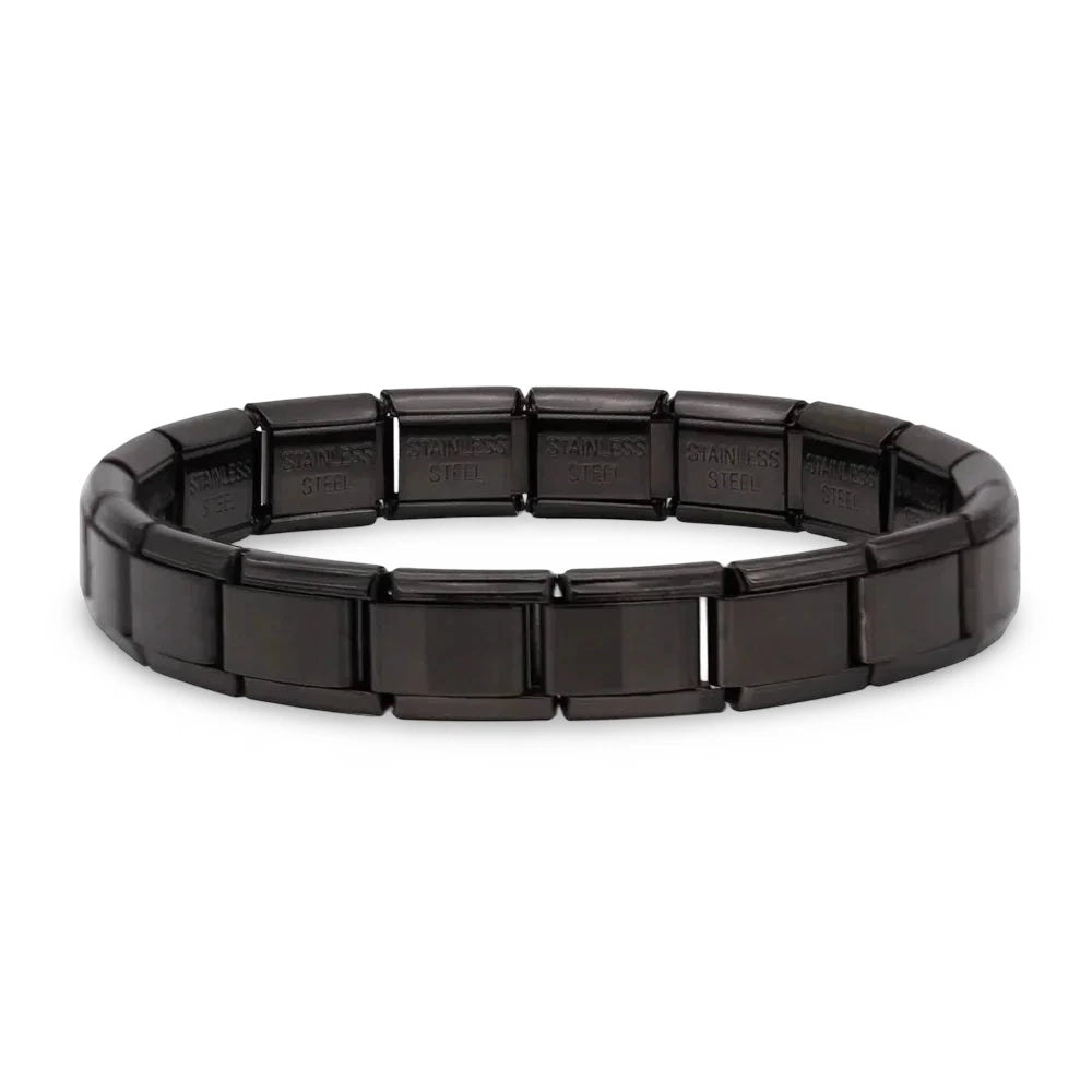 Brazalete Italiano Minimalista en Acero Negro