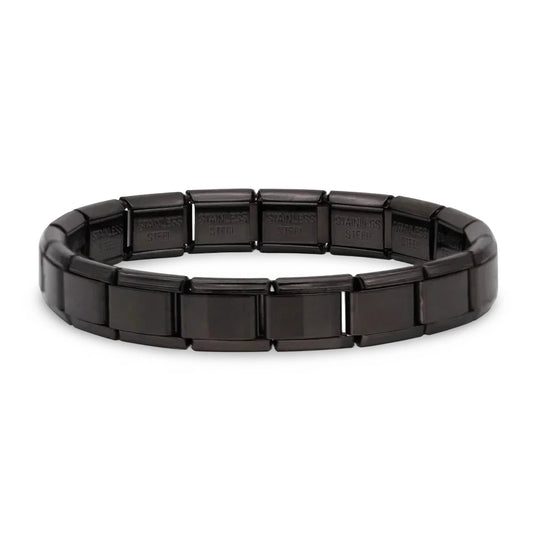 Brazalete Italiano Minimalista en Acero Negro