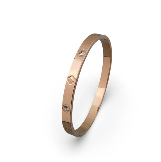 Brazalete con Motivos Florales en Oro Rosa