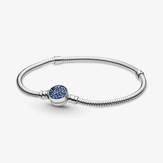 Silver Bracelet with Blue Circular Clasp