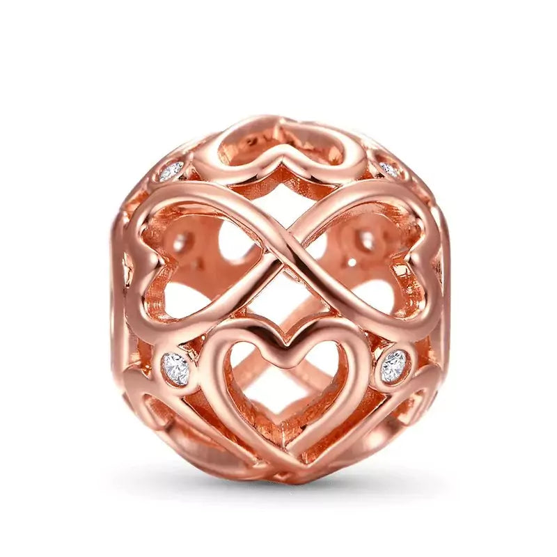 Charm de Corazones e Infinito en Oro Rosa