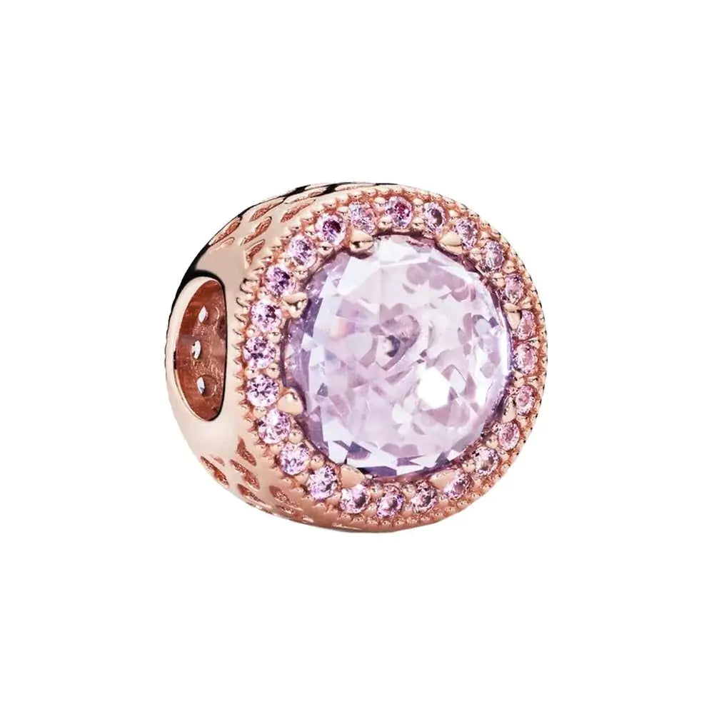 Pink Crystal Charm in Rose Gold