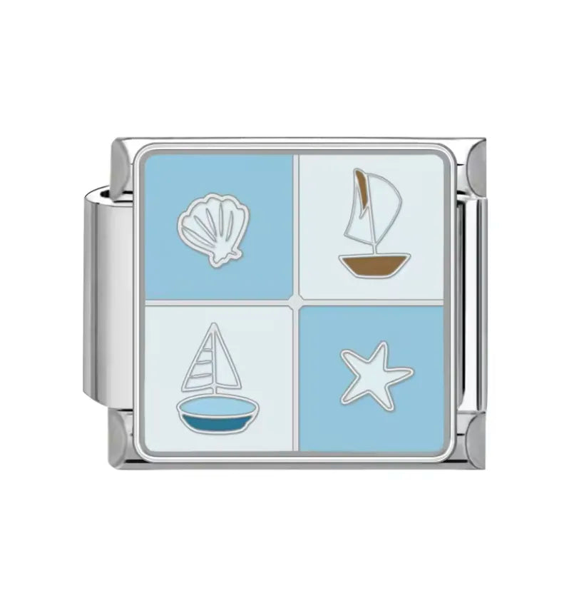 Charm Italiano con Diseño de Botes, Estrella y Concha