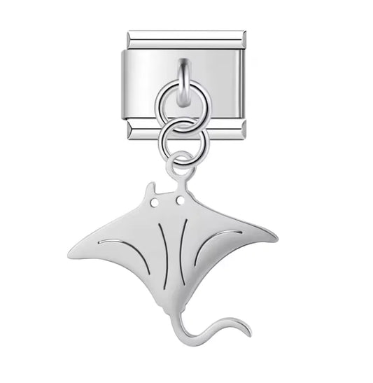 Charm Italiano Plateado con Colgante de Mantarraya