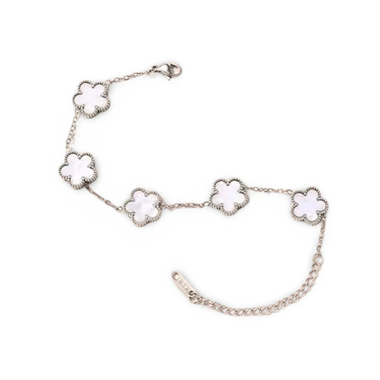 Pulsera con Flores Blancas en Plata